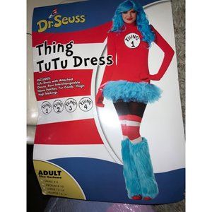 Dr Seuss Thing 1,2,3,4  Tutu Dress Halloween Costume Adult size small 4-6